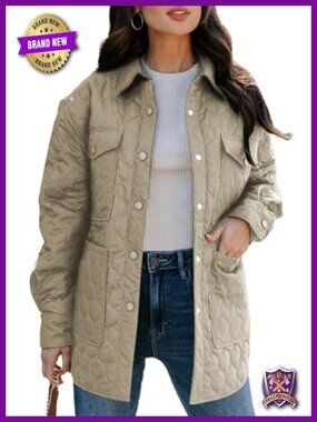 Lightweight Diamond Quilted Puffer Jacket Button Down Loose Fit Winter Coat